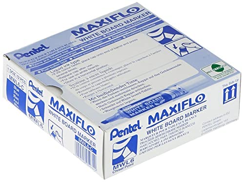 Pentel Maxiflo Marker, trocken abwischbar, mit Keilspitze, 12 Stück, blau von Pentel