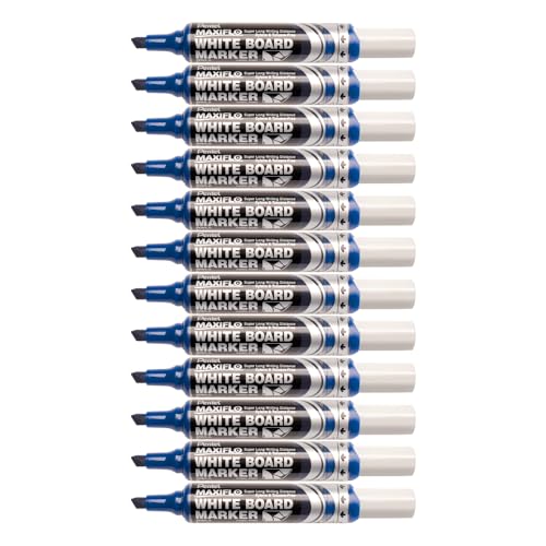 Pentel Maxiflo Marker, trocken abwischbar, mit Keilspitze, 12 Stück, blau Pentel Maxiflo Marker, trocken abwischbar, mit Keilspitze, 12 Stück, blau von Pentel