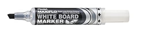 Pentel Maxiflo Whiteboard-Marker, trocken abwischbar, abgeschrägte Spitze, Schwarz, 12 Stück von Pentel