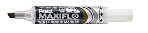 Pentel Maxiflo Whiteboard-Marker, trocken abwischbar, breite Keilspitze, Flüssigtinte, Braun, 12 Stück von Pentel