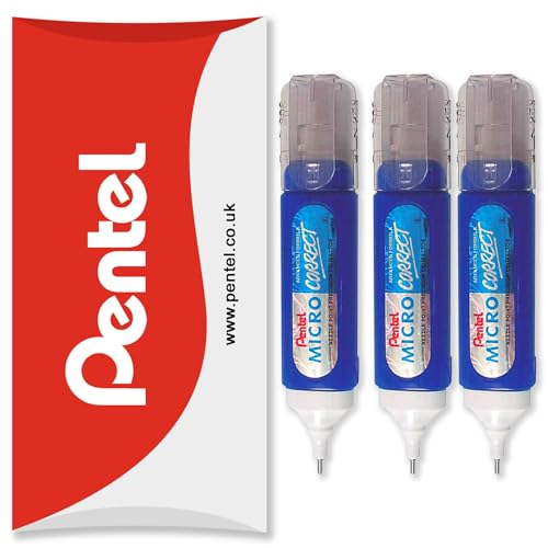 Pentel Micro Correct – Weiße Korrekturflüssigkeit – ZL31 – 12 ml Tuben – in Kissenverpackung – 3 Stück von Pentel