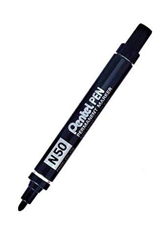 Pentel N50 Permanent-Marker mit Rundspitze, Aluminiumschaft, wasserdichte Tinte, Schwarz von Pentel