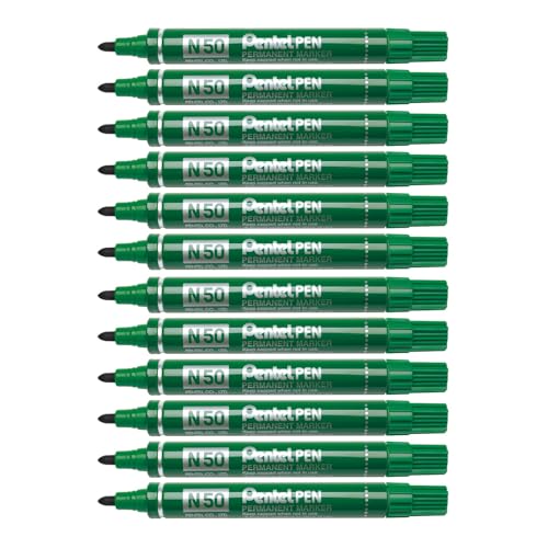 Pentel N50 Permanentmarker Rundspitze 1,5-2 mm Strichbreite 12 Stück grün von Pentel