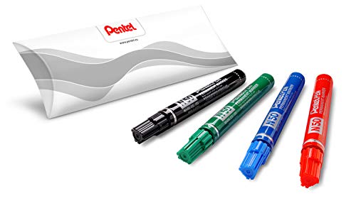 Pentel N50 Permanentmarker konisch 4 Stück farbig sortiert (schwarz, rot, blau, grün) von Pentel