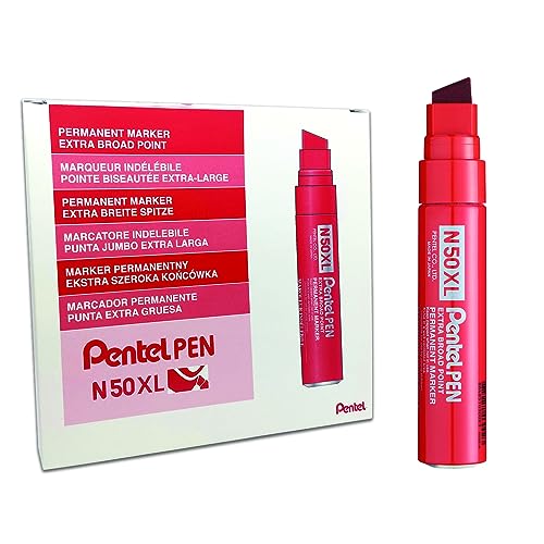 Pentel N50 X L Meißel Spitze Permanent Marker – Rot (6 Stück) von Pentel