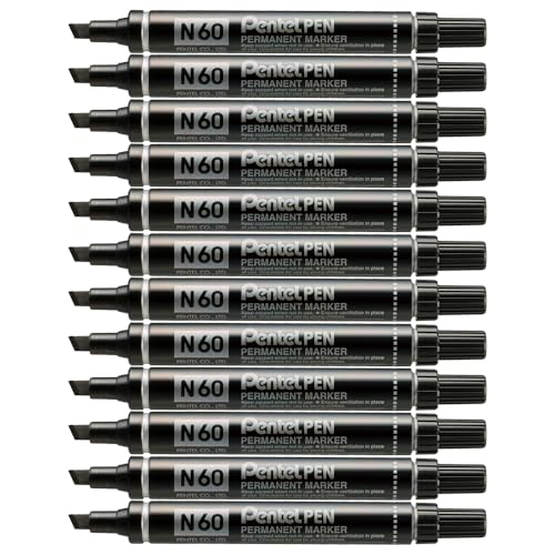 Pentel N60 Permanentmarker Keilspitze 1,5-2 mm Strichbreite 12 Stück schwarz Pentel N60 Permanentmarker Keilspitze 1,5-2 mm Strichbreite 12 Stück schwarz von Pentel