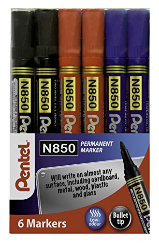 Pentel N850 Permanentmarker, Rundspitze, 6 Stück, sortiert Pentel N850 Permanentmarker, Rundspitze, 6 Stück, sortiert von Pentel