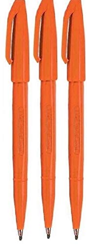 Pentel Orange Original Sign Pen S520 Faserspitze, Farb-Fineliner, 2 mm Spitze, 1 mm Strichbreite (3 Stück) von Pentel