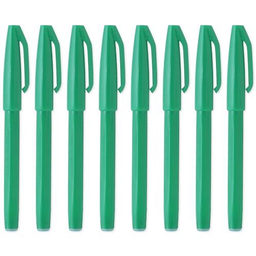 Pentel Original Sign Pen S520 Fasermaler, Farb-Fineliner, 2 mm Spitze, 1 mm Strichbreite, 8 Stück (grün) von Pentel