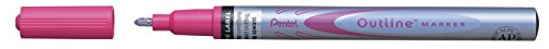 Pentel Outline Marker (2-farbiger Bastelstift) 12 Stück silber-/pinkfarben von Pentel