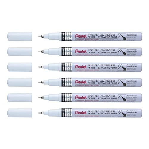 Pentel Paint Marker MFP10 Marker, extra feine Spitze, Weiß, 6 Stück von Pentel
