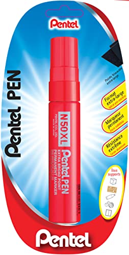 Pentel Pen N50XL Permanent-Marker, extrabreite Keilspitze, Rot, 1 Stück von Pentel