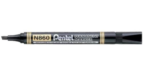 Pentel Permanent-Marker N860, schwarz, Keilspitze VE=12 von Pentel