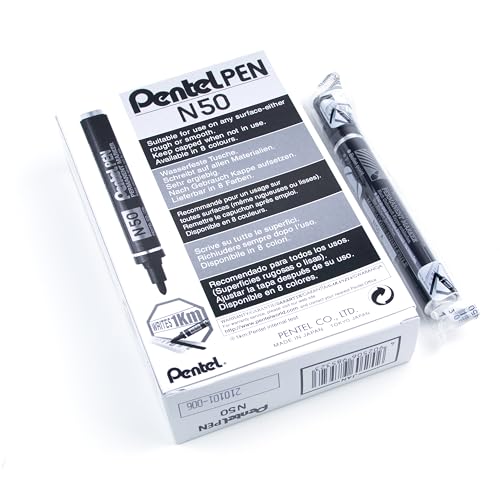 Pentel Permanentmarker, 4,3 mm Rundspitze, schwarze Tinte, 12 Stück Pentel Permanentmarker, 4,3 mm Rundspitze, schwarze Tinte, 12 Stück von Pentel