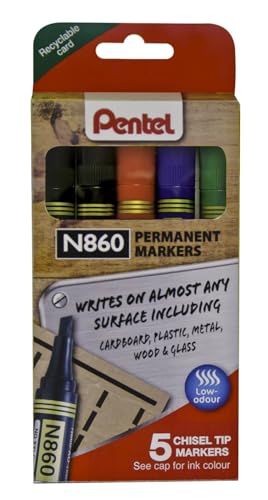 Pentel Permanentmarker N860, Keilspitze, 5 Stück, sortiert Pentel Permanentmarker N860, Keilspitze, 5 Stück, sortiert von Pentel