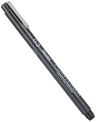 Pentel Pointliner S20P-3A, Fineliner, schwarz, wasserfest und lichtecht, 0,3 mm, 1 Stück (1er Pack) von Pentel