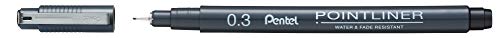 Pentel Pointliner S20P-3A, Fineliner, schwarz, wasserfest und lichtecht, 0,3 mm, 1 Stück (1er Pack) Pentel Pointliner S20P-3A, Fineliner, schwarz, wasserfest und lichtecht, 0,3 mm, 1 Stück (1er Pack) von Pentel