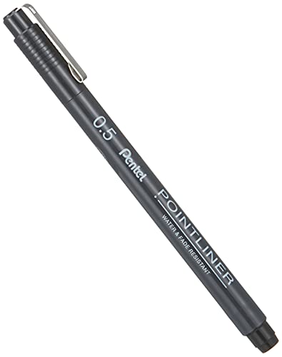 Pentel Pointliner S20P-5A, Fineliner, schwarz, wasserfest und lichtecht, 0,5 mm, 1 Stück (1er Pack) von Pentel