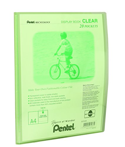 Pentel Recycling-Sichtbuch mit 20 transparenten Taschen, A4, Grün Pentel Recycling-Sichtbuch mit 20 transparenten Taschen, A4, Grün von Pentel