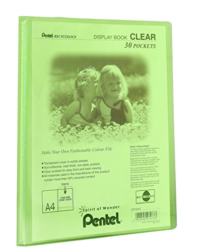 Pentel Recycology Sichtbuch mit 30 transparenten Fächern, A4, Grün von Pentel