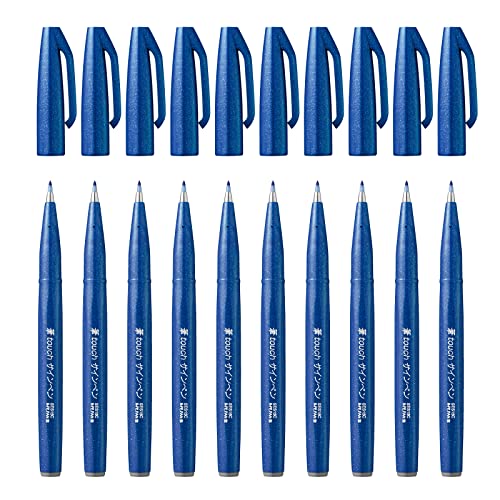 Pentel SES15C-C - Brush Sign Pen Faserschreiber, 10 Stück, blau von Pentel
