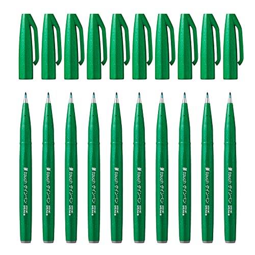 Pentel SES15C-D - Brush Sign Pen Faserschreiber, 10 Stück, grün Pentel SES15C-D - Brush Sign Pen Faserschreiber, 10 Stück, grün von Pentel