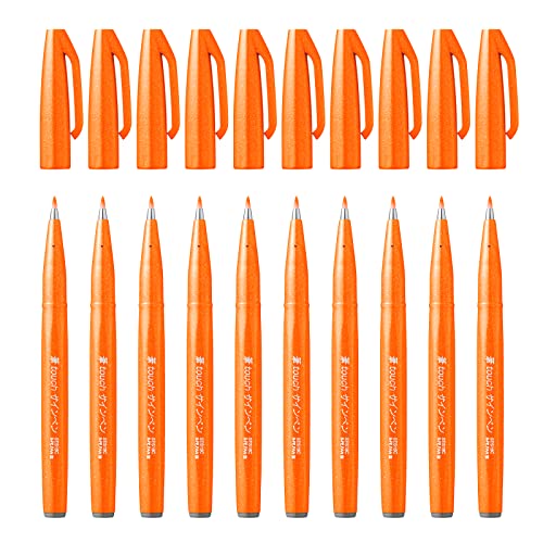 Pentel SES15C-F - Brush Sign Pen Faserschreiber, 10 Stück, orange Pentel SES15C-F - Brush Sign Pen Faserschreiber, 10 Stück, orange von Pentel