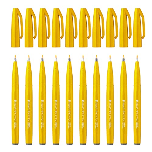 Pentel SES15C-G - Brush Sign Pen Faserschreiber, 10 Stück, gelb Pentel SES15C-G - Brush Sign Pen Faserschreiber, 10 Stück, gelb von Pentel