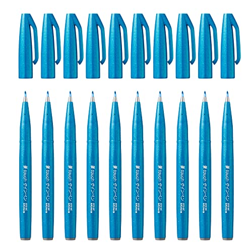 Pentel SES15C-S - Brush Sign Pen Faserschreiber, 10 Stück, hellblau Pentel SES15C-S - Brush Sign Pen Faserschreiber, 10 Stück, hellblau von Pentel