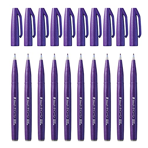 Pentel SES15C-V - Brush Sign Pen Faserschreiber, 10 Stück, violett von Pentel