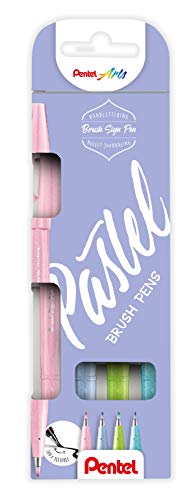 Pentel SES15P-4 Brush Sign Pen Pastel Colors Set, Faserschreiber, pinselähnliche Spitze, 4 Stück, farblich sortiert Pentel SES15P-4 Brush Sign Pen Pastel Colors Set, Faserschreiber, pinselähnliche Spitze, 4 Stück, farblich sortiert von Pentel