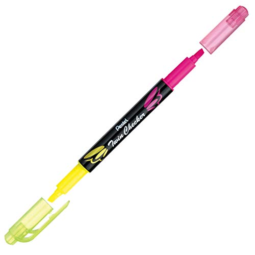 Pentel SLW8-GP Textmarker "TWIN CHECKER", 2 Spitzen, gelb/rosa von Pentel