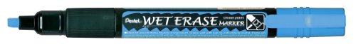 Pentel SMW26-CO Wet Erase Marker, Kreidemarker, Feucht abwischbar, Keilspitze, 12 Stück, Blau von Pentel