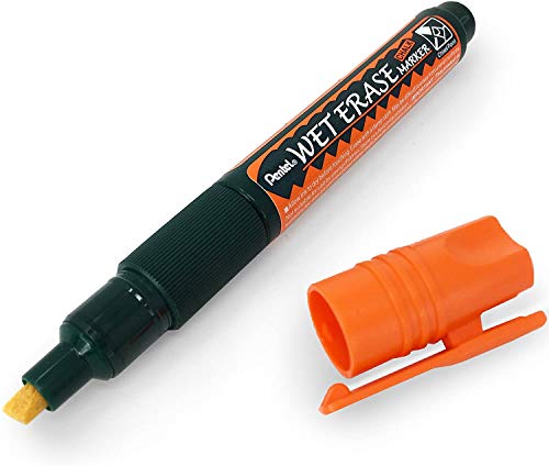 Pentel SMW26-FO Wet Erase Marker, Kreidemarker, Feucht abwischbar, Keilspitze, 1 Stück, Orange von Pentel