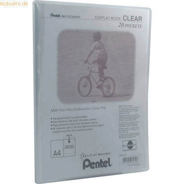 Pentel Sichtbuchmappe Clear transluzent A4 20 Hüllen transparent von Pentel