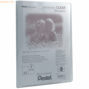 Pentel Sichtbuchmappe Clear transluzent A4 30 Hüllen transaprent von Pentel