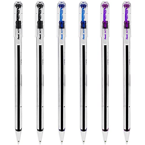 Pentel Superb BK77 Kugelschreiber, 0,7 mm Federspitze, 0,25 mm Strichbreite, nachfüllbare Tinte, Schwarz, Blau und Violett, 6 Stück Pentel Superb BK77 Kugelschreiber, 0,7 mm Federspitze, 0,25 mm Strichbreite, nachfüllbare Tinte, Schwarz, Blau und Violett, 6 Stück von Pentel