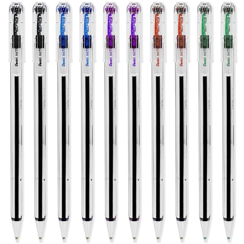 Pentel Superb Kugelschreiber Stifte, 0,7 mm Spitze, 0,25 mm Strichbreite, feine Strichstärke, nachfüllbare Tinte, BK77 – 10 Stück – Schwarz, Blau, Violett, Rot und Grün Pentel Superb Kugelschreiber Stifte, 0,7 mm Spitze, 0,25 mm Strichbreite, feine Strichstärke, nachfüllbare Tinte, BK77 – 10 Stück – Schwarz, Blau, Violett, Rot und Grün von Pentel