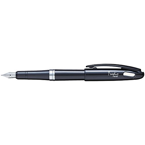 Pentel TRF94A-C Tradio Füllfederhalter Black and White Edition mit hochwertiger Iridium-Feder Gehäuse, hochglanz, schwarz/blau von Pentel