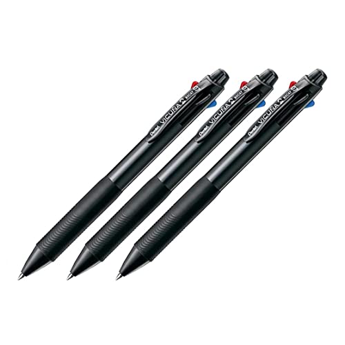 Pentel VICUNA Kugelschreiber, schwarzer Schaft, 4 Farben, 3 Stück Pentel VICUNA Kugelschreiber, schwarzer Schaft, 4 Farben, 3 Stück von Pentel