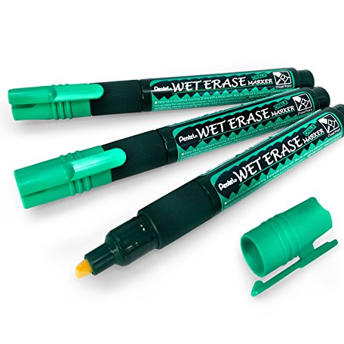 Pentel Wet Erase Chalk Marker Pen – Medium Keilspitze, grün – 3 Stück – farblich von Pentel