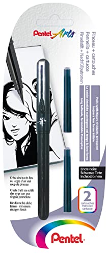 Pentel XGFKP/FP10 - Pocket Brush Blister-Pack Pinselstift mit 2 Patronen, schwarz Pentel XGFKP/FP10 - Pocket Brush Blister-Pack Pinselstift mit 2 Patronen, schwarz von Pentel