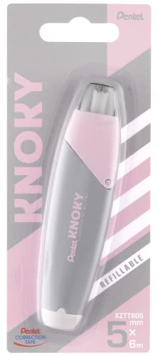 Pentel XZTT805N-WY Knoky Korrekturband mit Druckmechanik, ergonomische Form, nachfüllbar, Länge 6m, Breite 5mm, Gehäusefarbe grau, 1VE=12 Blisterkarten Pentel XZTT805N-WY Knoky Korrekturband mit Druckmechanik, ergonomische Form, nachfüllbar, Länge 6m, Breite 5mm, Gehäusefarbe grau, 1VE=12 Blisterkarten von Pentel