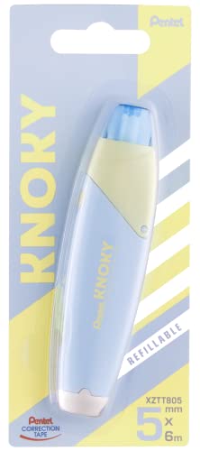 Pentel XZTT805S-WY Knoky Korrekturband mit Druckmechanik, ergonomische Form, nachfüllbar, Länge 6m, Breite 5mm, Gehäusefarbe hellblau, 1VE=12 Blisterkarten Pentel XZTT805S-WY Knoky Korrekturband mit Druckmechanik, ergonomische Form, nachfüllbar, Länge 6m, Breite 5mm, Gehäusefarbe hellblau, 1VE=12 Blisterkarten von Pentel