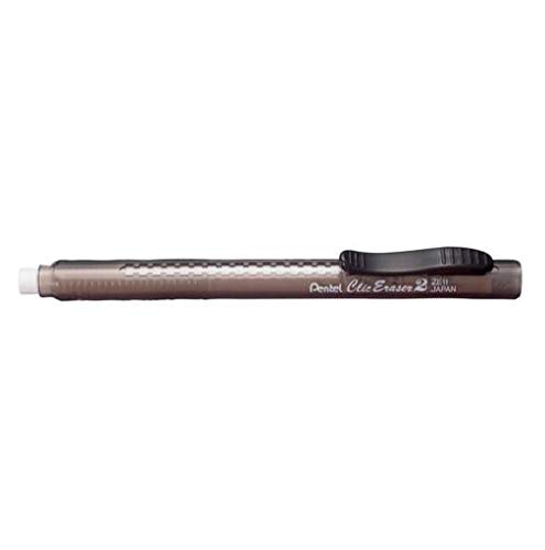 Pentel ZE11T-A "ClicEraser 2" Radierstift, nachfüllbar mit ZER-2, Gehäuse semi-transparent schwarz, 12 Stück von Pentel