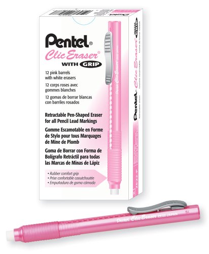 Pentel ZE22P Clic Radiergummi-Griff, einziehbarer Radiergummi, pinker Schaft, 12 Stück Pentel ZE22P Clic Radiergummi-Griff, einziehbarer Radiergummi, pinker Schaft, 12 Stück von Pentel
