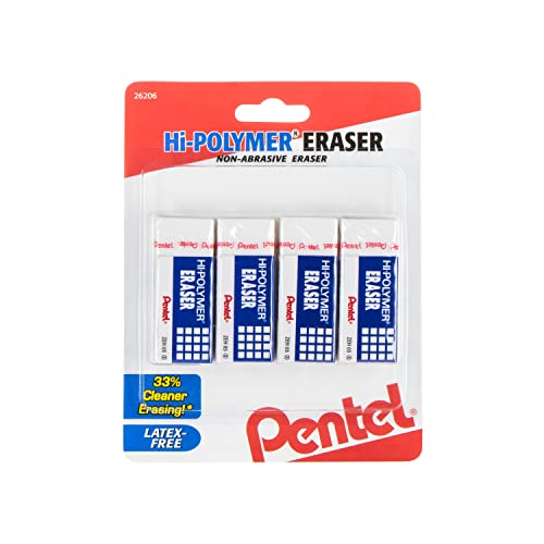 Pentel Hi-Polymer ZH05BP4 Blockradierer, klein, Weiß, 4 Stück von Pentel