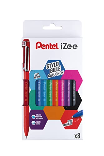 Pentel iZee BX460 Kugelschreiber, mit Metallclip, breite Spitze, 1 mm, Schwarz/Rot/Blau/Grün/Rosa/Himmelblau/Violett, 8 Stück Pentel iZee BX460 Kugelschreiber, mit Metallclip, breite Spitze, 1 mm, Schwarz/Rot/Blau/Grün/Rosa/Himmelblau/Violett, 8 Stück von Pentel