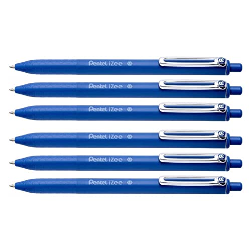 PENTEL IZee Kugelschreiber, einziehbar, Metallclip, breite Spitze, 1 mm, Strichstärke 0,5 mm, Blau, 6 Stück PENTEL IZee Kugelschreiber, einziehbar, Metallclip, breite Spitze, 1 mm, Strichstärke 0,5 mm, Blau, 6 Stück von Pentel