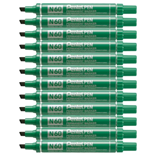 personalisierbar Pentel 10 Stück Meißel Point Marker – grün (12 Stück) von Pentel